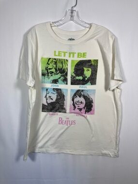 The Beatles Let It Be Graphic Tee - White with Green, Blue, Pink Panels